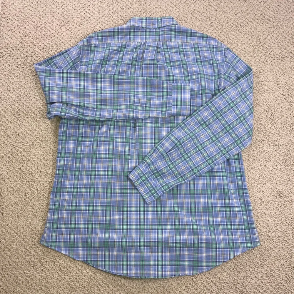 Ralph Lauren Mens XL‎ Custom Fit Plaid Button Down Shirt Blue Green Long Sleeve